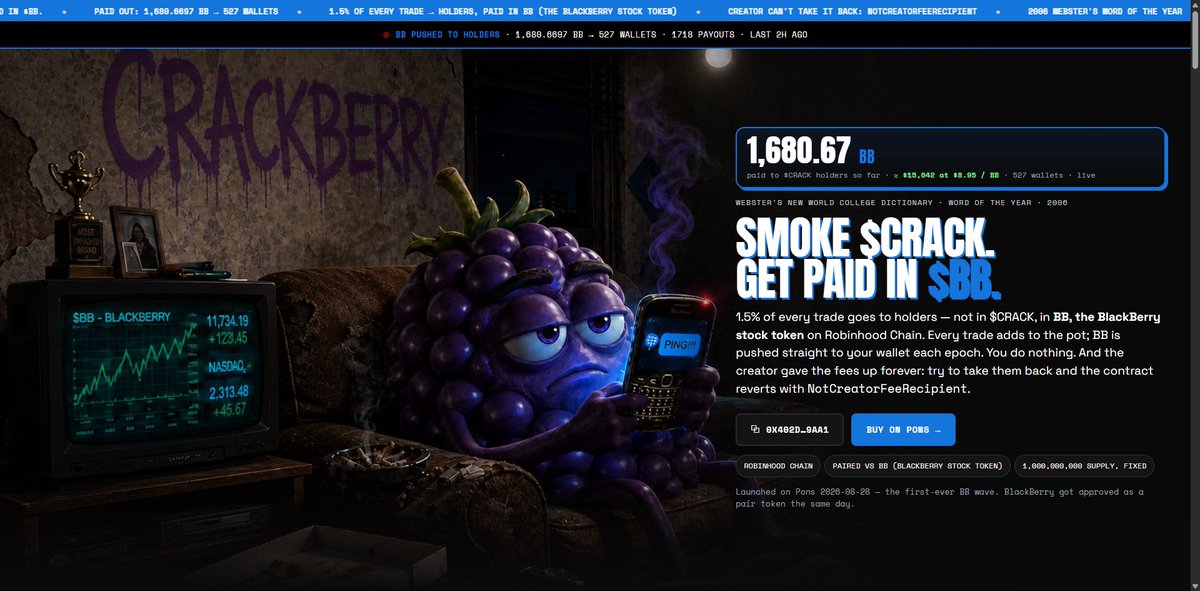 CrackberryPONS's tweet photo. updated the website background. we cooking $CRACK fam https://t.co/RGAD7Bjp3h