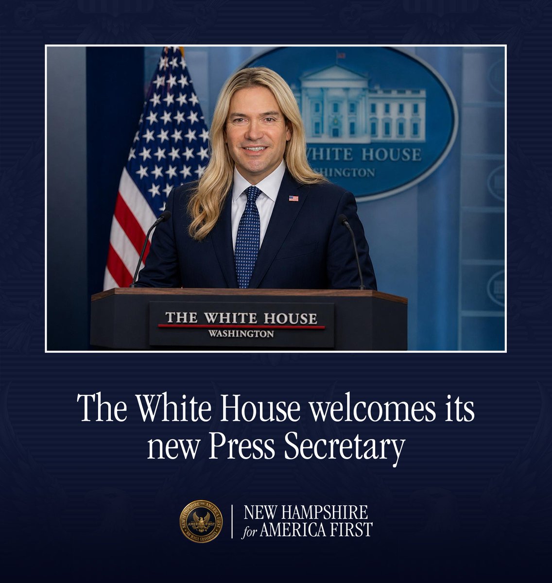 Nh4Trump603's tweet photo. The White House welcomes its new @PressSec๐คฃ
๐บ๐ธ
#NH4AmericaFirst #NH4AF #NHMAGA #NHPolitics https://t.co/kItTZ30qCw