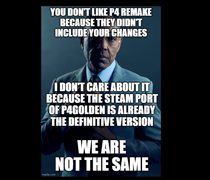 ATeRSa_NDUcC's tweet photo. @Crok425 I'm calling P4R remake pointless because the Steam port of Golden is already the definitive version. https://t.co/UtAqiEw68Q