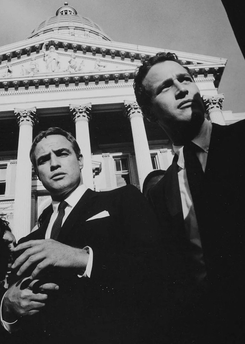 TheCinesthetic's tweet photo. Marlon Brando &amp; Paul Newman, 1963 https://t.co/aKuH5XRlHX