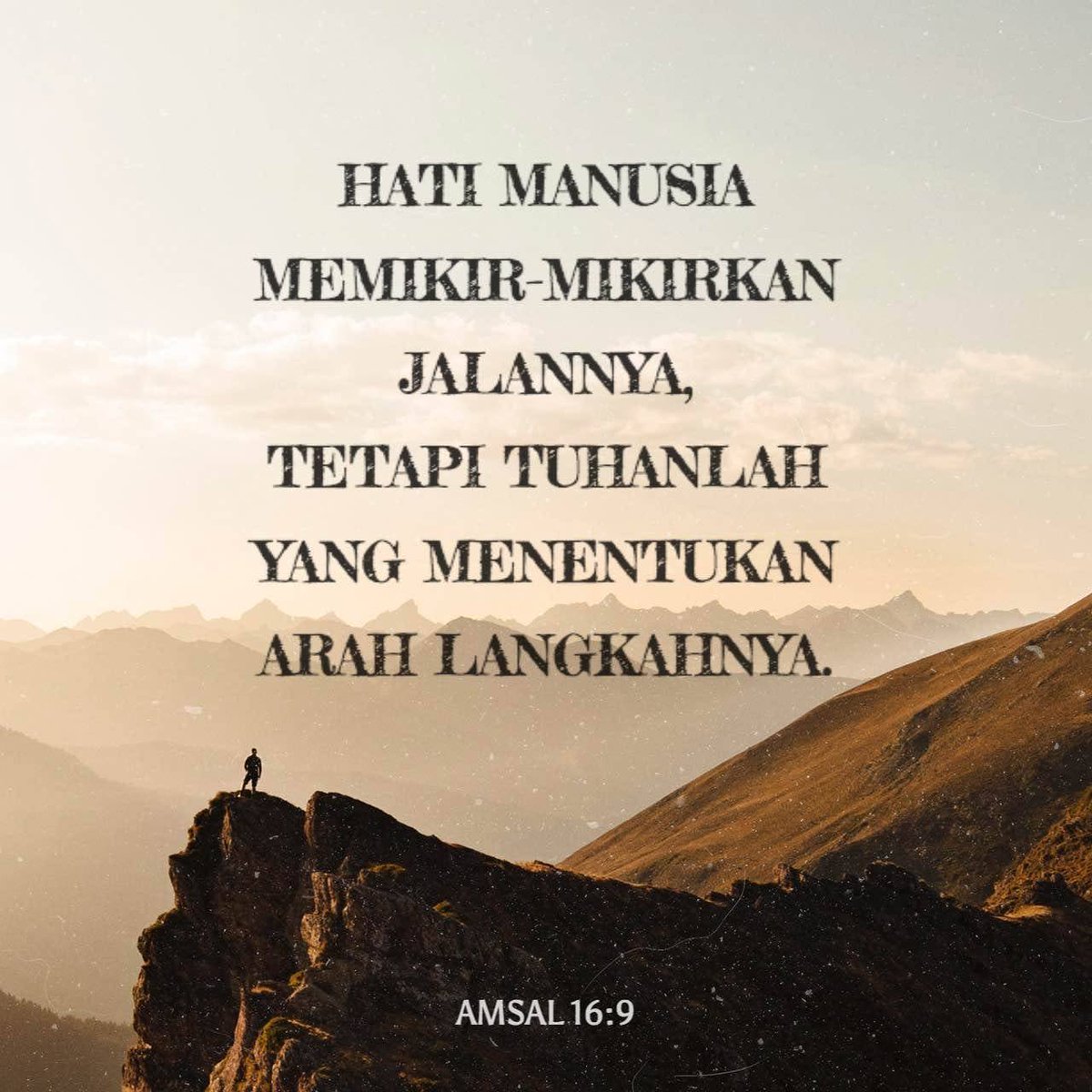 errymt99's tweet photo. Amsal 16:9 TB
[9] Hati manusia memikir-mikirkan jalannya, tetapi Tuhanlah yang menentukan arah langkahnya. https://t.co/kGCXvPIAE6