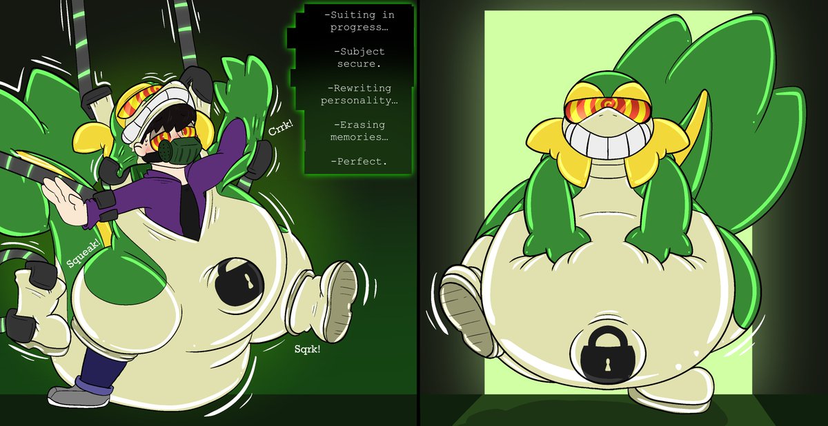 DizzyDreadful's tweet photo. CW: (Mature Themes/Light NSFW)
Finished YCHs For:
Cosmicotter64 on BSKY (Left)
and
@VexaPaws (Right)
#tf #transfur #transformation #rubber #latex #permagrin #permasmile #smugleaf https://t.co/tPwvzcK7j8