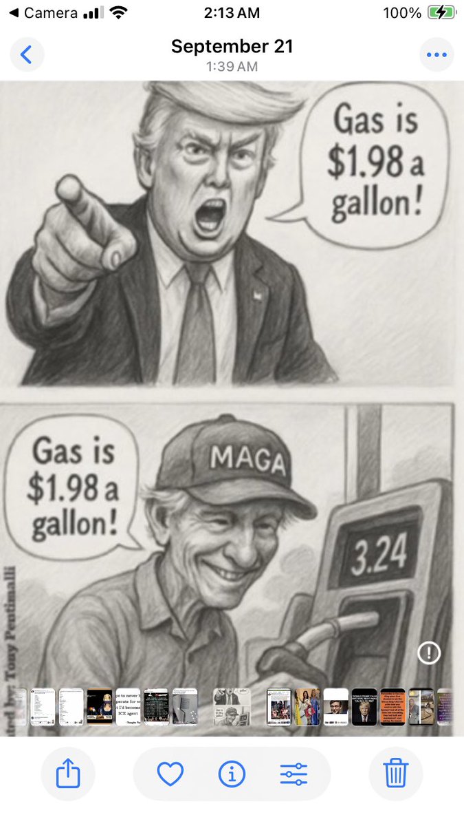 Suzierizzo1's tweet photo. How much is regular gas per gallon where you live right now? We all know it’s not $1.98. https://t.co/Pf8saXnoDz