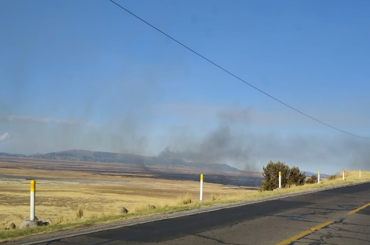 COENPeru's tweet photo. 📢 Puno: esta mañana inició un #IncendioForestal en el sector Patallani, distrito #Paucarcolla. @cgbvpoficial controló el fuego. Al momento, el evento consumió 10 hectáreas de cobertura natural, mas no se reportan daños a la vida y salud de las personas, según la #EDAN que ejecuta el municipio distrital.