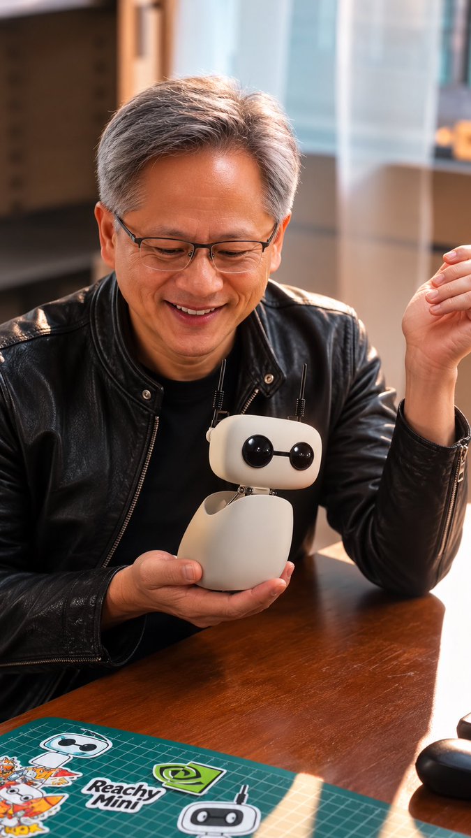 ReachyMininvda's tweet photo. Does @JensenHuang already have a Reachy Mini? 👀🤖
If not… perhaps there’s one waiting for him. 

$REACHY https://t.co/Tdu54bLV9t
