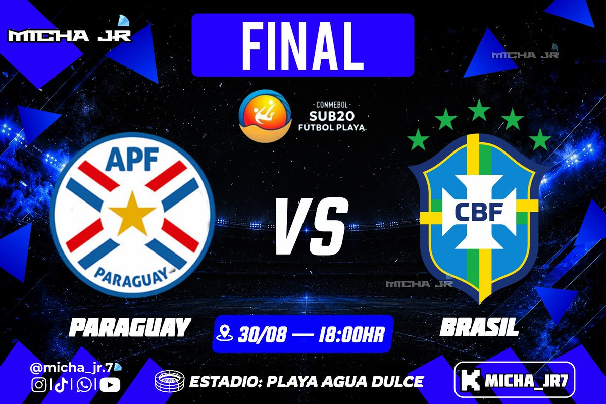 Micha_jr7's tweet photo. 🇵🇾🇧🇷🏆 ¡𝗙𝗶𝗻𝗮𝗹 𝗰𝗼𝗻𝗳𝗶𝗿𝗺𝗮��𝗼!

— Los albirrojos py'nandi se enfrentaran contra Brasil mañana a las 16:00 hr! 🏆🔥

¡Vamos Paraguay con Dios todo se puede! 👊🏻🇵🇾✨

#michajr 💎🇵🇾 https://t.co/yzZ6QgvmQA