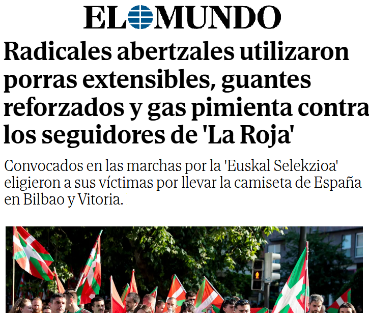 CCivicaCatalana's tweet photo. Proetarras usaron técnicas violentas de bandas latinas para agredir a niños que llevaban la camiseta de la selección española.

¿Esto no es delito de odio? ¿Si ese ataque de salvajes lo sufrieran gays o una minoría racial, la izquierda también estaría callada?

Profunda Vergüenza https://t.co/bCKjZ64fRq