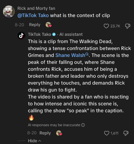 BrianGTrades's tweet photo. OH MY GOD THIS IS CRAZY. TikTok recently updated its AI to be just like Grok 👀

You can ask it questions, confirm information, and get answers while you're scrolling and it's already EVERYWHERE. It's in comment sections with thousands of likes, and more people are using it in their videos by the minute.

HOW TO USE TIKTOK TAKO:
1. Follow TikTok Tako on tiktok
2. Tag "@ tiktok tako" in any comment section with your question on any video
3. Wait a about a minute for Tako to respond.

It's already going viral before most people even know what it is. Since they have been slowly rolling out the update to more users.
