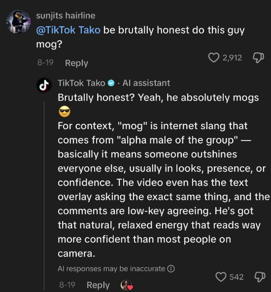 BrianGTrades's tweet photo. OH MY GOD THIS IS CRAZY. TikTok recently updated its AI to be just like Grok 👀

You can ask it questions, confirm information, and get answers while you're scrolling and it's already EVERYWHERE. It's in comment sections with thousands of likes, and more people are using it in their videos by the minute.

HOW TO USE TIKTOK TAKO:
1. Follow TikTok Tako on tiktok
2. Tag "@ tiktok tako" in any comment section with your question on any video
3. Wait a about a minute for Tako to respond.

It's already going viral before most people even know what it is. Since they have been slowly rolling out the update to more users.