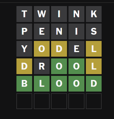 FFSAWeapon's tweet photo. i don suck at wordle you do https://t.co/3s2lgIehIv