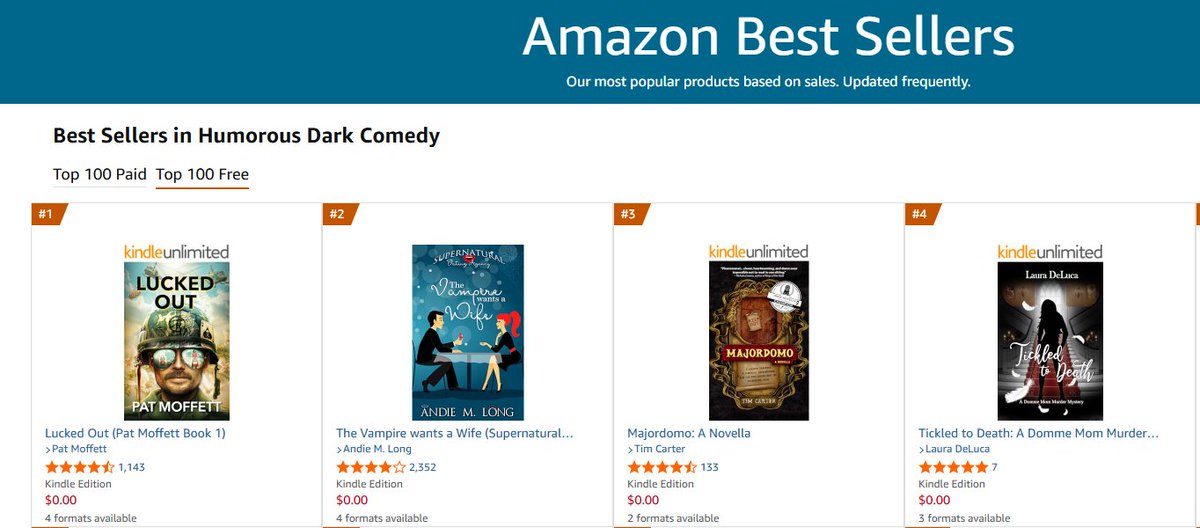GabbyLowe's tweet photo. Tickled to Death is currently sitting at #4 on the Amazon Best Sellers list in Dark Humor! Grab a copy today! Book 3, Laugh Laugh is coming in October! https://t.co/jEMAh1Sp4k #booksbooksbooks #kindleunlimitedbooks #bestsellingauthor #mysterybooks https://t.co/ydn0wAas3A