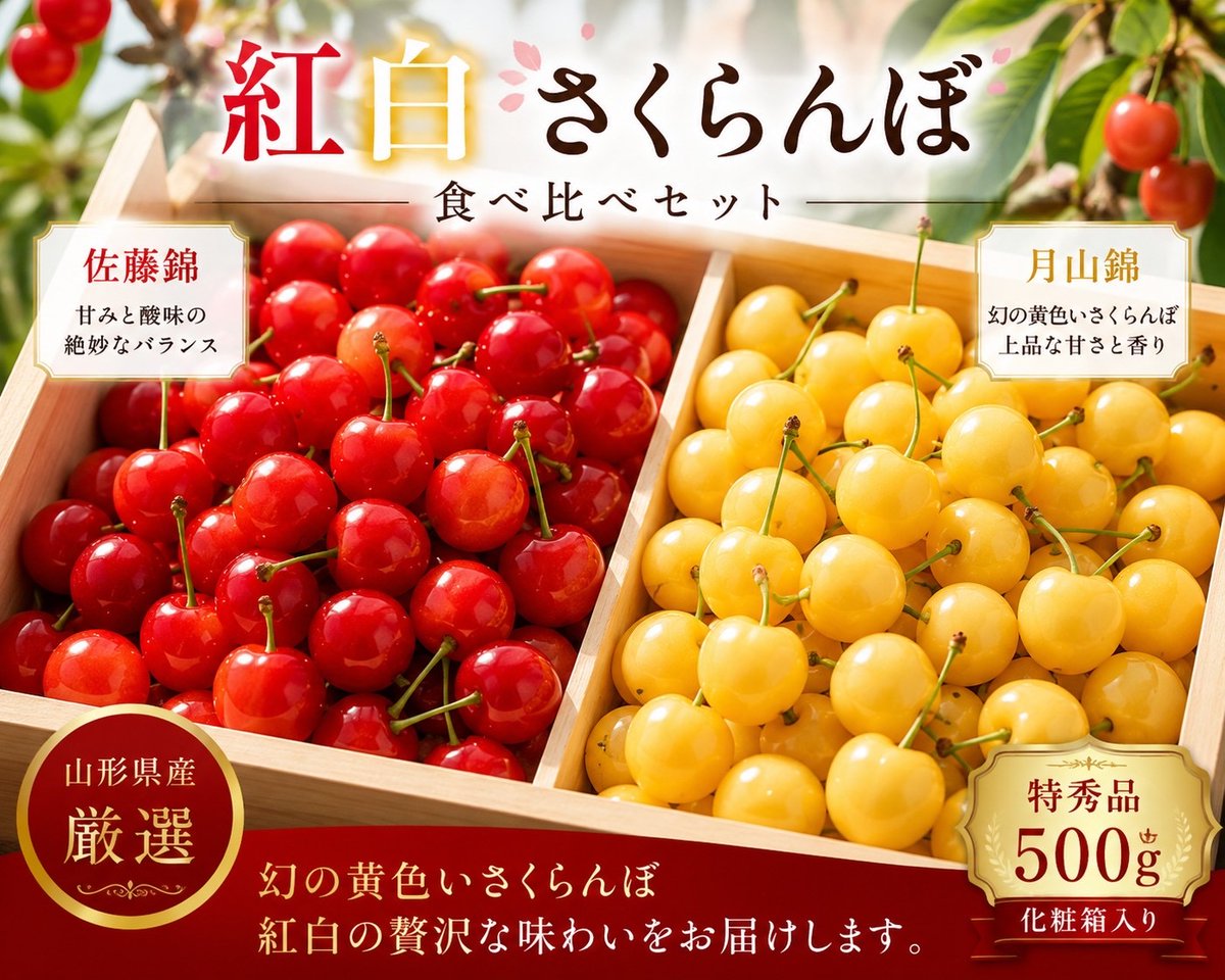 ko_mi_kaju's tweet photo. ✨華やか食べ比べ企画✨

見た目も華やかな、
紅白のさくらんぼを詰め合わせました。

『紅白さくらんぼ 食べ比べセット（約500g）』

🎁抽選で6名様

📩当選者にはDMでご連絡します。

ご参加方法
①本アカウントをフォロー
②いいね❤️＆リポスト🔁

📅応募締切：48時間以内 https://t.co/V4EuivEzzz