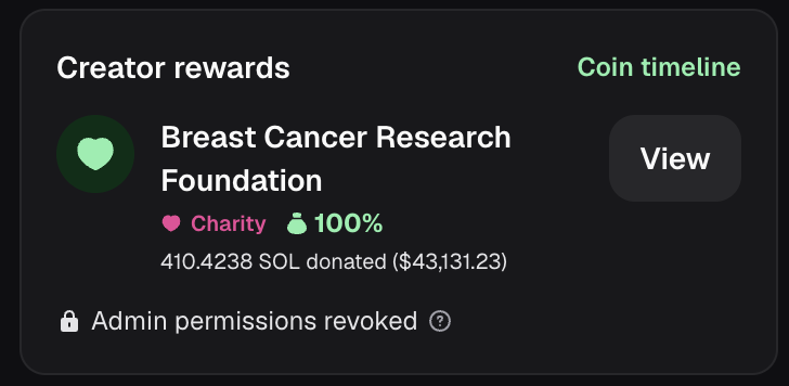 TrueStacySOL's tweet photo. solana:TRUEq13uwehY57S1Y62iTxas7ahpFgohc8kScbGNu1h has now raised $43000+ in fees for Breast Cancer Research Foundation. https://t.co/JvfKdepSsZ
