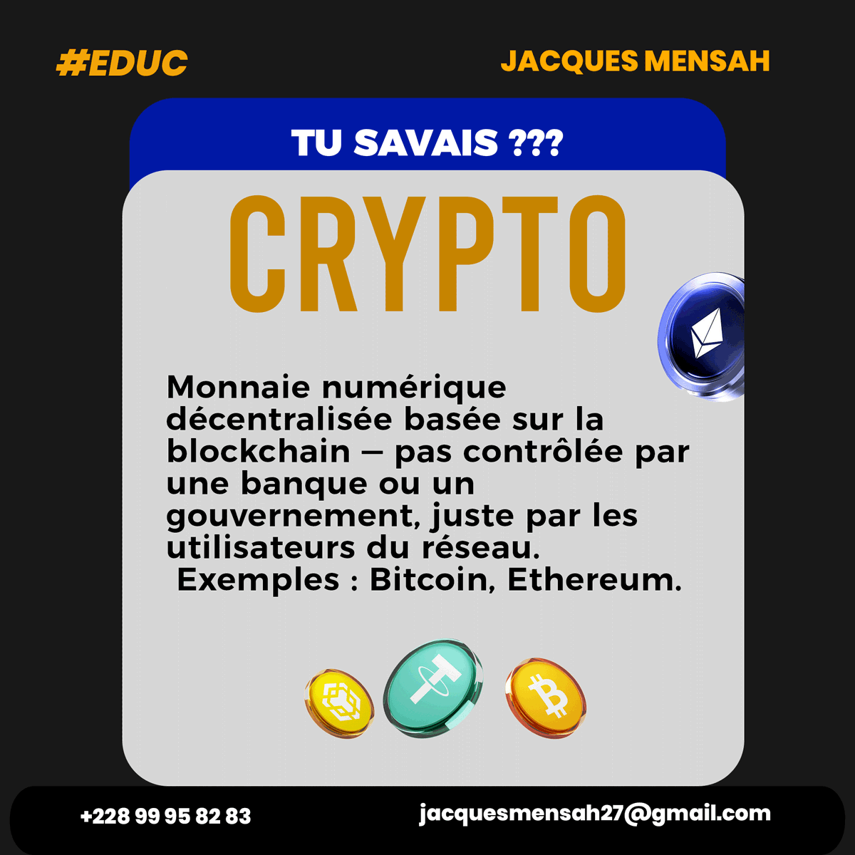 JHACKM_TWT's tweet photo. DANS PEU DE TEMPS, TOUTES LES PLATEFORMES ET LES SERVICES SERONT PAYES UNIQUEMENT VIA LES CRYPTO
ALLEZ VOUS ATTENDRE ENCORE OU LE FAIRE MAINTENANT ? 
COMMENCEZ PAR CREER UN COMPTE AU MOINS 
BINANCE: 
https://t.co/QaBHnTHScR

-EXNESS: Pour le TRADING 
https://t.co/l7bUwYKxGr https://t.co/c83y1dvVry