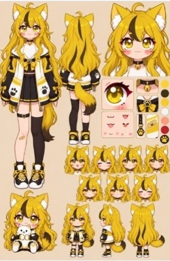 Lyravtuber9's tweet photo. A little glimpse into my latest VTuber model 🐾

From every expression to every tiny detail she’s made to bring the character to life!

What do you think of her design 👀

#Vtuber #ENVtuber #artshare https://t.co/Hlw5DXU3QI
