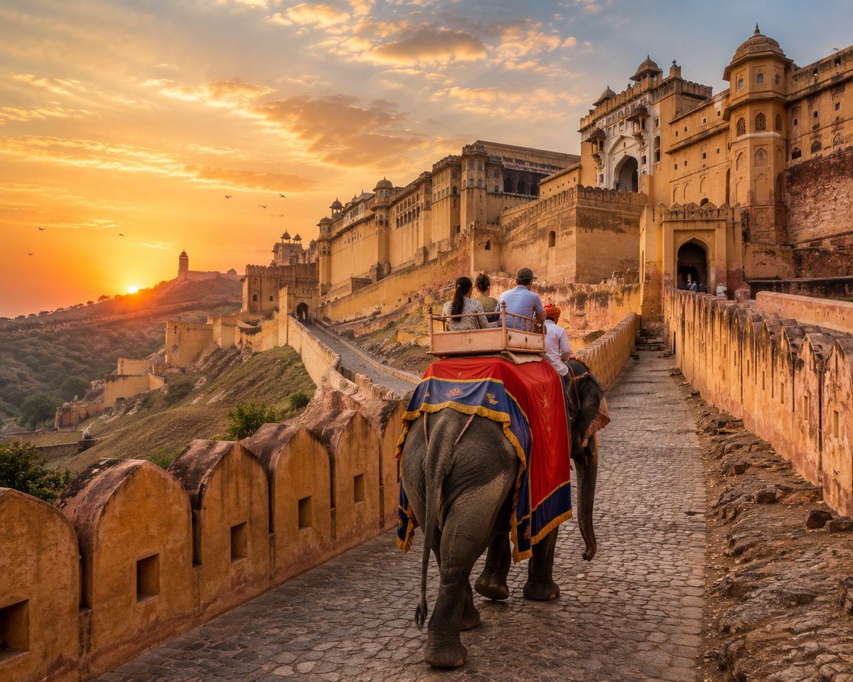 InCityExp's tweet photo. 🌅 Discover the Majesty of Amber Fort in Jaipur! 🕌 This stunning blend of Hindu &amp; Mughal architecture offers breathtaking views and rich royal heritage. Arrive early for an unforgettable elephant ride &amp; explore its intricate beauty. 🐘 #IncredibleIndia #TravelJaipur https://t.co/TgOhosELBC