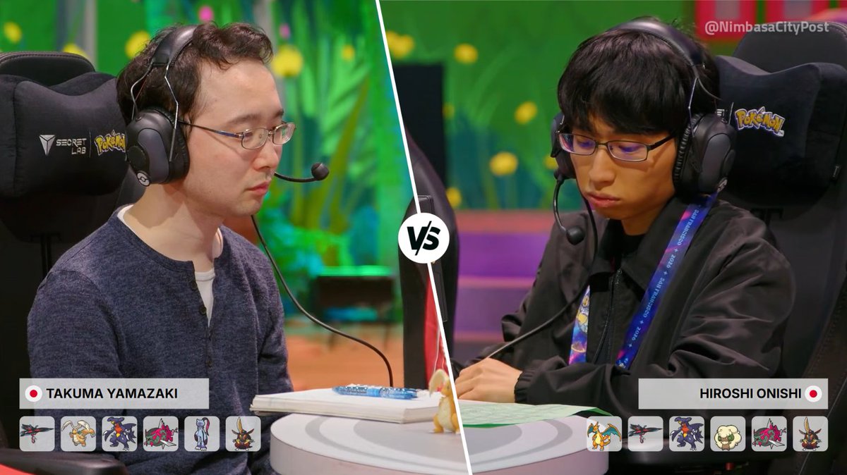 NimbasaCityPost's tweet photo. Congratulations to the Finalists at the 2026 World Championships: 🇯🇵 Takuma Yamazaki (@natsumewato) and 🇯🇵 Hiroshi Onishi (@cona_5757)! #PokemonWorlds

Takuma: https://t.co/MwQ6cFVd4w
Hiroshi: https://t.co/Ah3KQM0x1C

Tune in around 23:00 UTC to see who wins the all-Japan Finals! https://t.co/ri2xrpzmQN