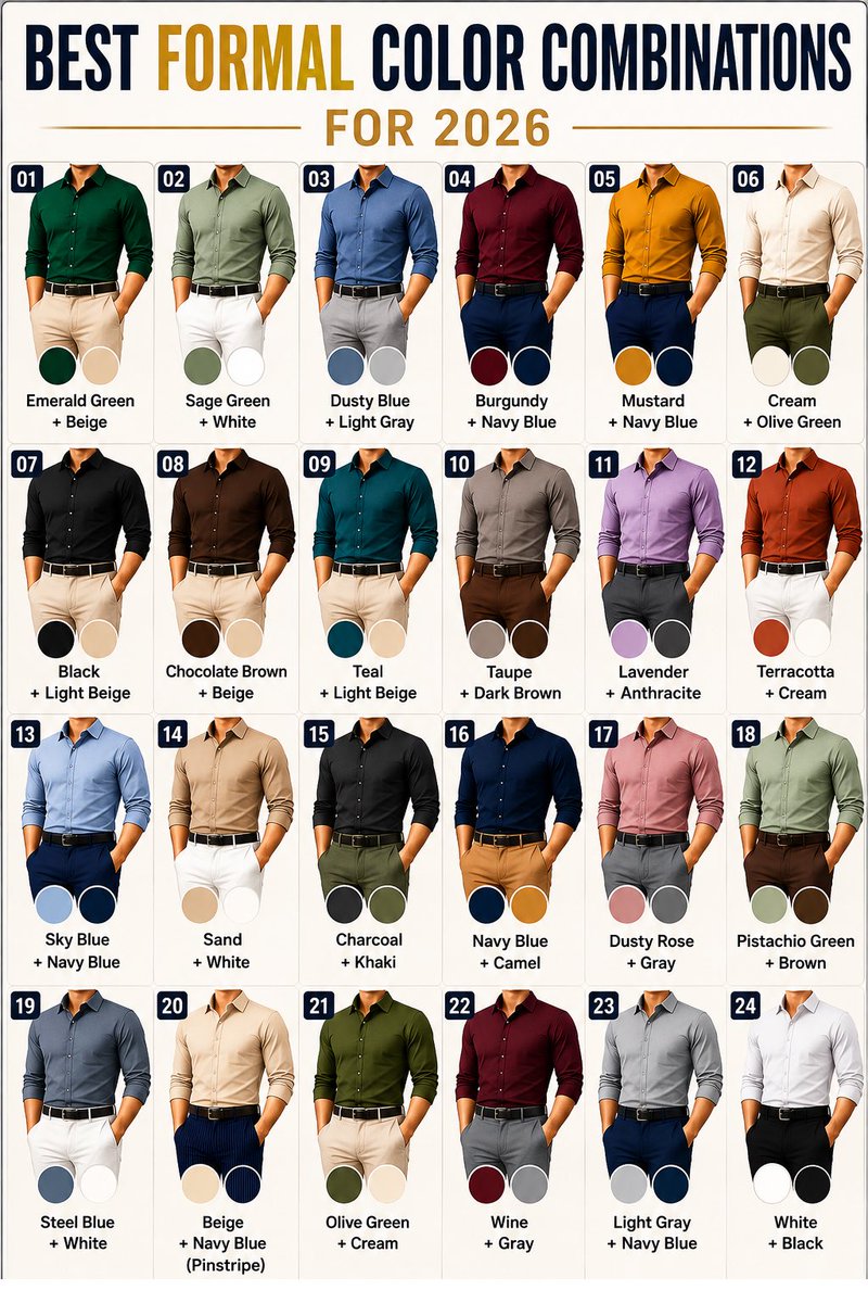 SayedGrowth's tweet photo. Want to look sharp without overthinking your outfit? 👔

Here are 24 formal color combinations for 2026 worth trying. Save this for your next outfit. https://t.co/l94hA4RnoJ