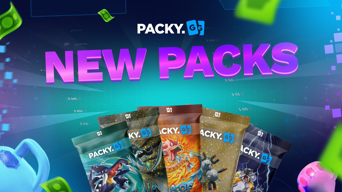 packydotgg's tweet photo. We're back with 5 NEW PACKS 🔥 

From $29.67 "Sea of rage" to $189.00 "Magnetic Flux!"  

One of the packs has a $1,320.99 top pull 👀

Like + RT + tag 2 friends for a chance to win $25💰 https://t.co/ItVkgVuxXT