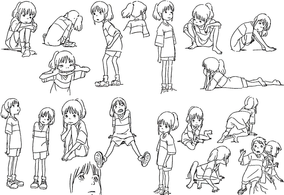 mantengorilla's tweet photo. 安藤雅司さんが描いた『千と千尋の神隠し』の千尋のキャラ表です。制作の最初期に描かれたもので、宮崎駿監督は、このキャラ表を見ながら、絵コンテを描いたそうです。 https://t.co/jAWVlcHVx6