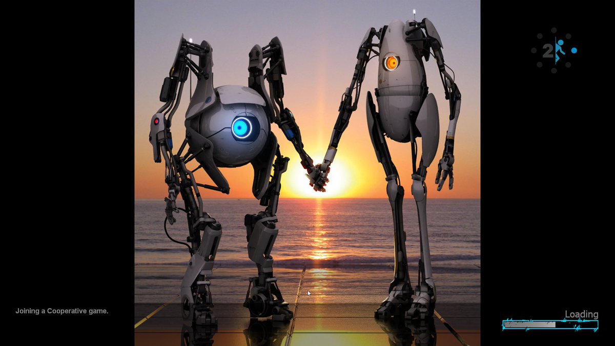 TheJeremy__'s tweet photo. Portal 2 Co-op Mode Loading Screen https://t.co/tPjsf8p0Nh
