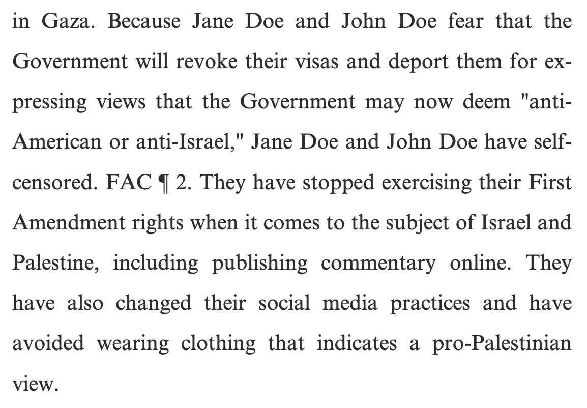 TerraeIgnis's tweet photo. @glukianoff This is not a 1A case. This is FIRE doing the bidding for its open boarders libertarian backer. Stanford Daily, John Doe and Jane Doe have no legal standing to sue the State Dept. had it not for the friendly court. https://t.co/qc6VAgLqb0