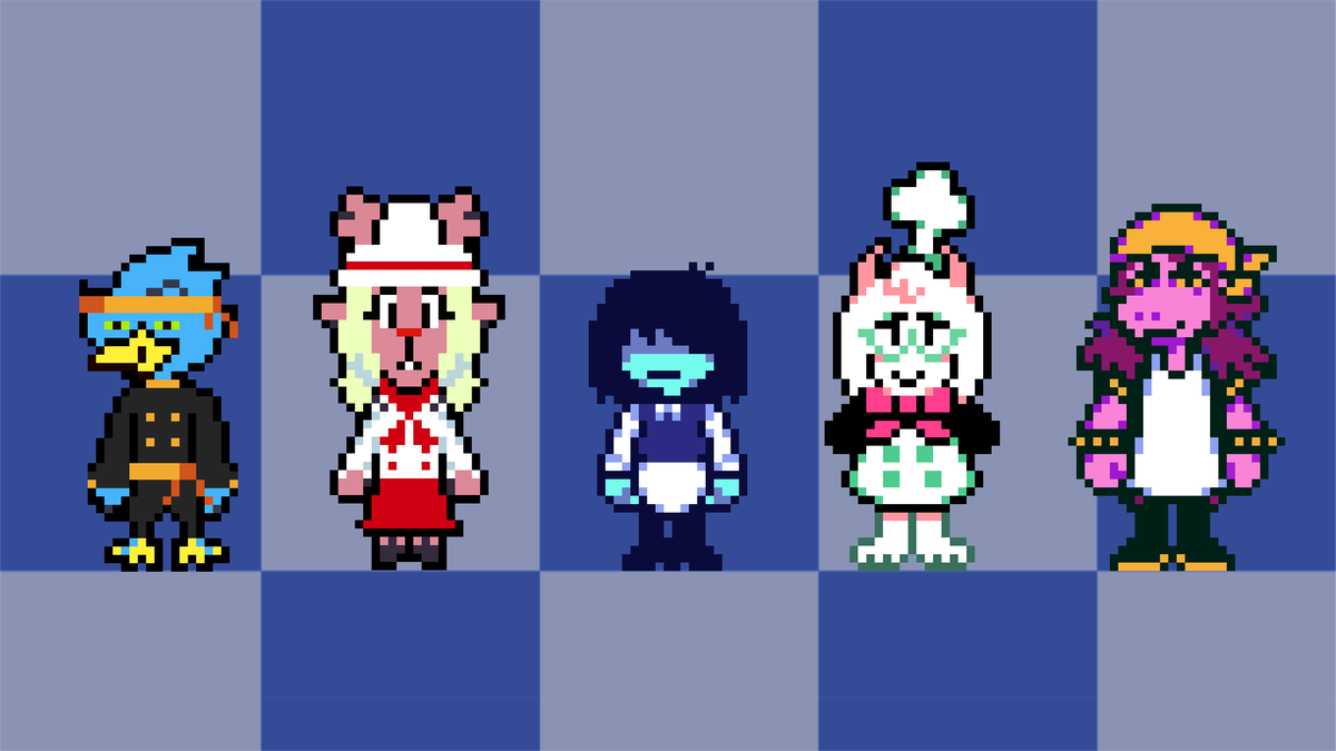 L3x02_'s tweet photo. My take on Noelle and Berdly outfits if they were in chapter 3 , do you like it? No? Oh okay #deltaruneㅤㅤㅤ https://t.co/h4FreY11Rt