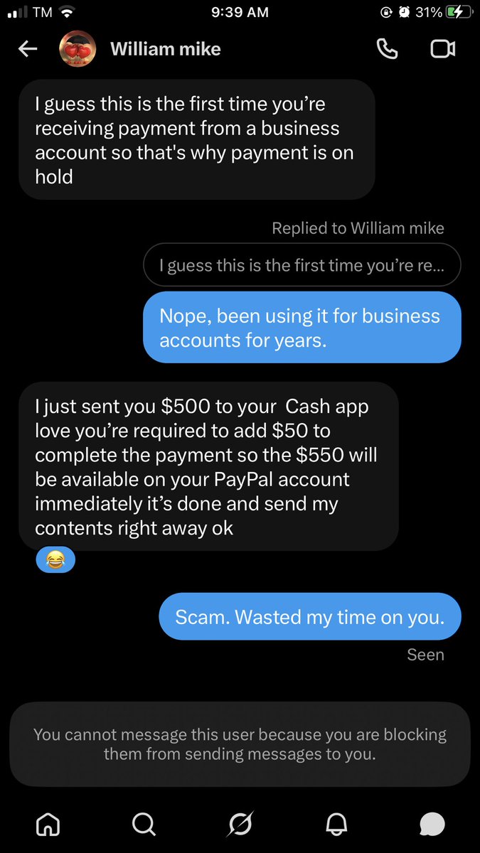 Us4fterHours's tweet photo. there’s nothing I hate more than early morning scammers. ugh! https://t.co/QTrzV60bUN