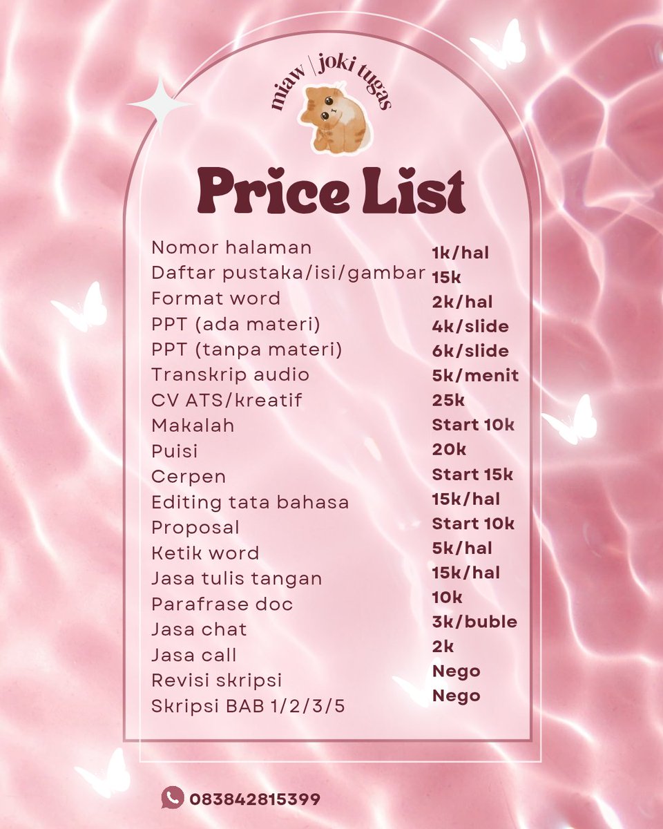cookieso0's tweet photo. morn lovee, aku udah open yaa buat joki tugas, edit video, edit foto, dan desain. yuk cek wa di bio bub🐱💖 
#zonajajan
#zonauang https://t.co/ImdonUQ2q2
