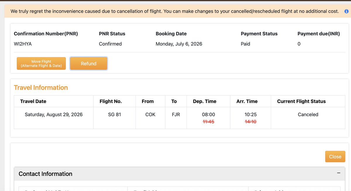 hashir3's tweet photo. @flyspicejet not able cancel on line 

Coustomer service not picking  
Online not able to cancel getting error https://t.co/5Jtqwxey87