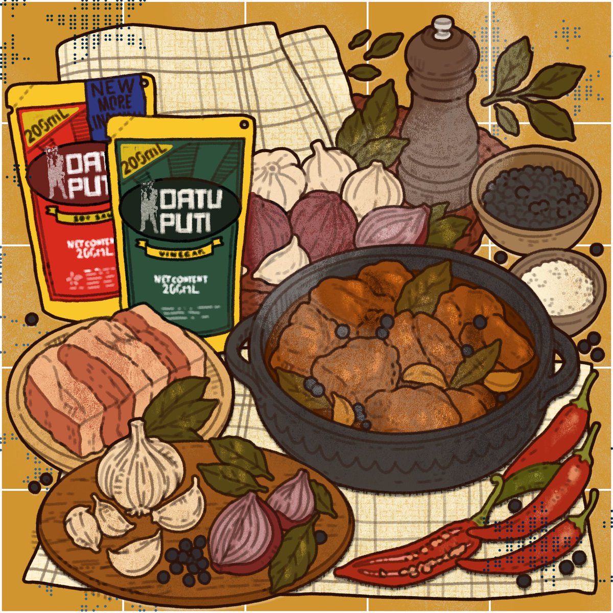 artimaking's tweet photo. filipino ulam i drew over the past month 🇵🇭🍽️ https://t.co/NwyjLP8YzY
