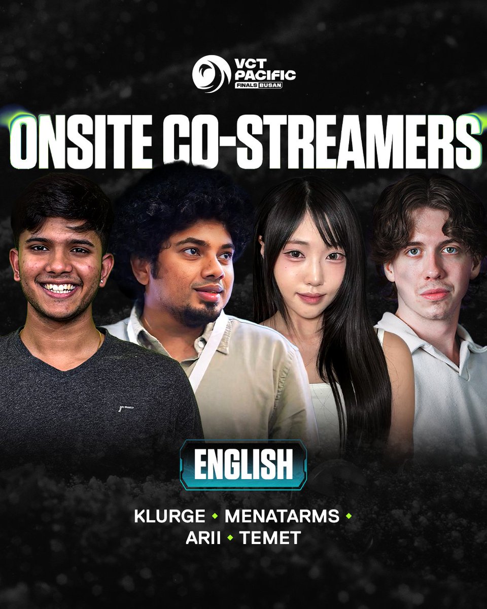 vctpacific's tweet photo. A few more familiar faces are heading to Busan 🌏

Catch Finals Weekend with onsite co-streamers from Oceania, North America, and South Asia! https://t.co/J3MuX2NeFc