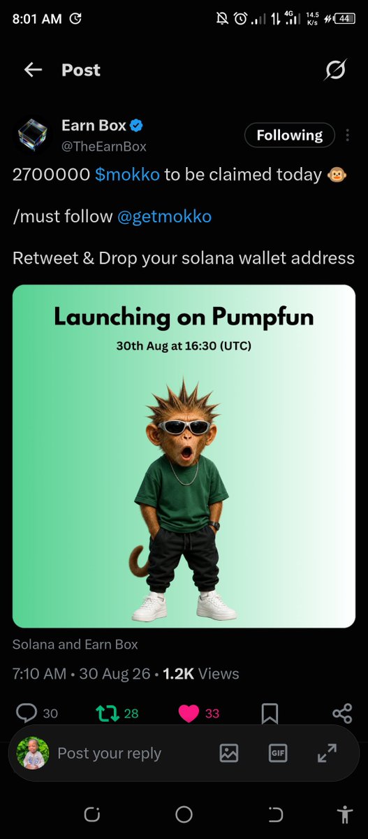 Saddamcy12's tweet photo. @TheEarnBox @getmokko @solana CMqJUyTEUmUFmdP55zMUDN3gjMRFHALi8FVnFHiR2mtG https://t.co/eqSIV2XOrj