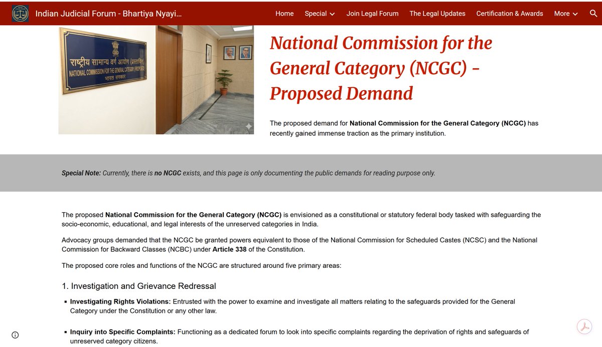 JudicialForum's tweet photo. National Commission for the General Category (NCGC) - Proposed Demand
The proposed demand for National Commission for the General Category (NCGC) has recently gained immense traction as the primary institution.

web: https://t.co/86KGG27JQi https://t.co/w3FnQSvfRr