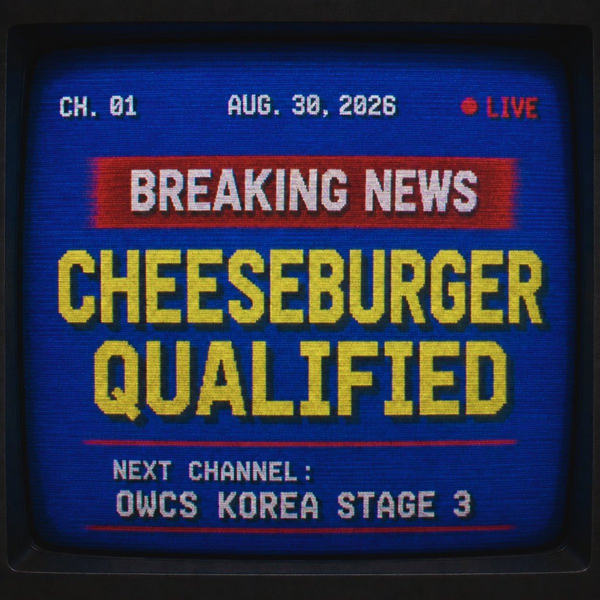 owCHEESEBURGER's tweet photo. 📺 CB| BREAKING NEWS

치즈버거가 다음 채널로 넘어갑니다! 🍔

예선 통과 완료!
이제 STAGE 3 본선에서 만나요 👋

#CBWIN #ONEBITEONEWIN #OWCS #CHEESEBURGER #OVERWATCH