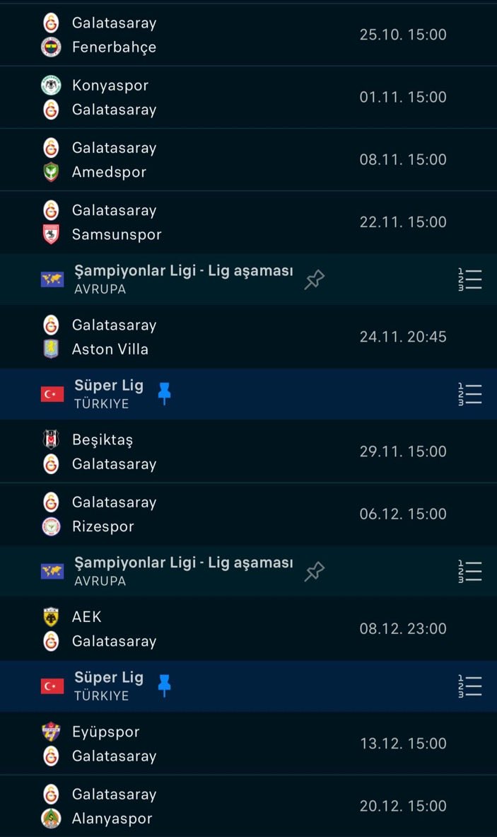 Armaicinkavga's tweet photo. 💥💥💥TESADÜF💥💥💥

Galatasaray, Şampiyonlar Ligi fikstürü başladıktan sonra İstanbul dışına çıkmıyor!

 1 Kasım’da İstanbul’dan ayrılacak olan Galatasaray, bir sonraki İstanbul dışı maçını 17 Ocak 2027’de Gaziantep’te oynayacak. 

Yani 77 gün boyunca İstanbul dışı maç yok! Tam 2,5 ay boyunca Galatasaray İstanbul’da… 👀
