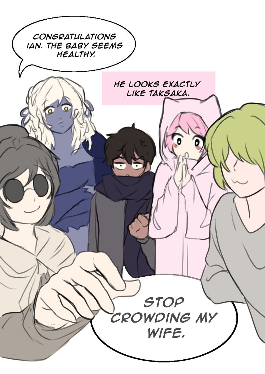 Aivoze's tweet photo. Kubera Fanfest 2026
Day 6: Wholesome

Kasak's birth reimagined--featuring the finite cast!

Grandpapa Utpala always has a soft spot in my heart. He deserves to show off his dazzling azure hair 💙

#쿠베라 https://t.co/r2Uw4obuXw