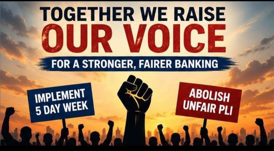 mishra_dhruv's tweet photo. 🔥 FOUR DEMANDS. ONE VOICE.

✊🏻 5 Days Banking
✊🏻Fair PLI
✊🏻Bilateral Discussions
✊🏻Resolve Residual Issues

UNITED WE STAND!

#5DayWeekandFairPLI https://t.co/uGLQHsaAeD