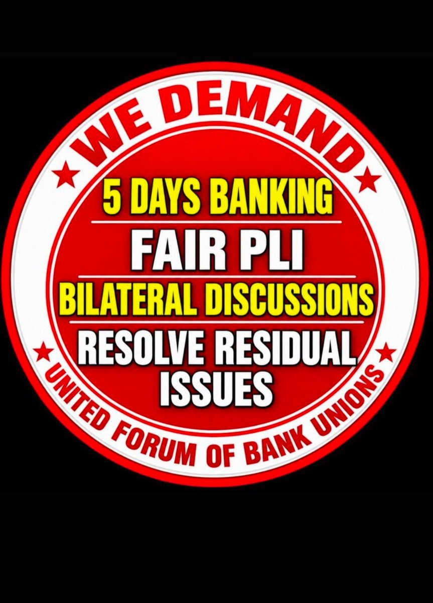 vignesh8392's tweet photo. Standardizing the workweek is not a luxury; it is a basic necessity for fair working conditions. We stand firmly united under the UFBU banner to claim what is rightfully ours! ✊🔥#5DayWeekandFairPLI #FBOIOA @DFS_India @PMOIndia @nsitharaman @nsitharamanoffc @FinMinIndia https://t.co/Ux4AU8VUlX