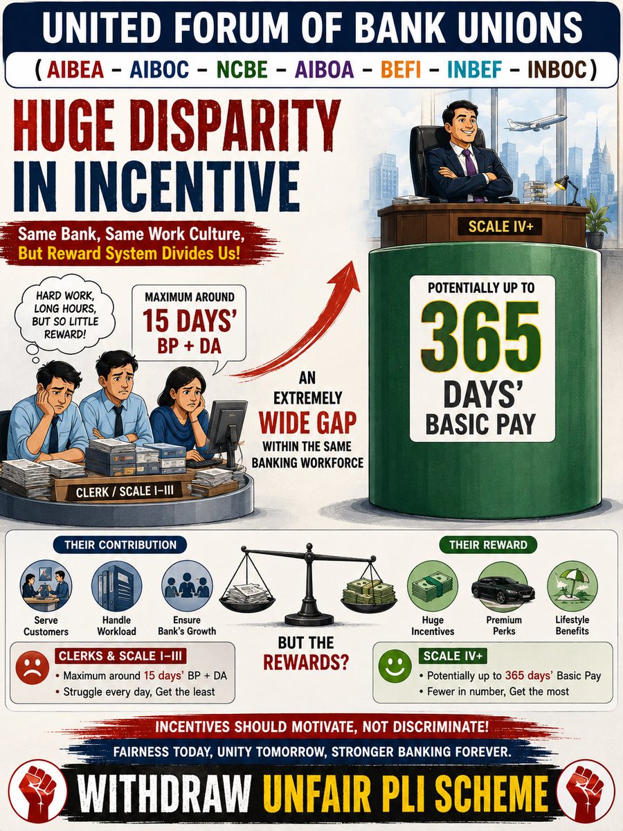 AshwinChaw64743's tweet photo. #5DayWeekandFairPLI
@PMOIndia
@DFS_India
@ChairmanIba
@CLCMOLE
@UFBUIndia
@LChandrase57170 
@ncbeofficial
#NCBE https://t.co/njfM3bG18R