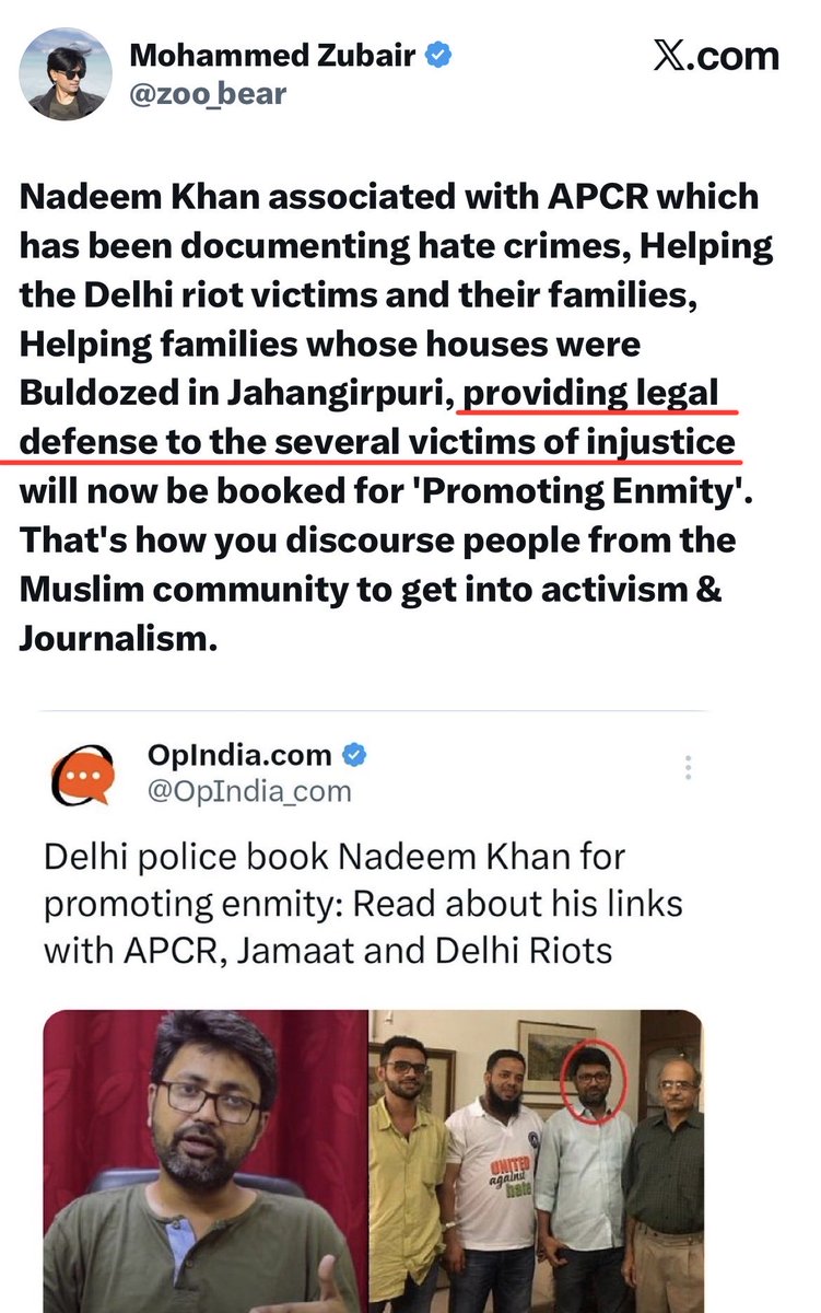 VijayGajeraO's tweet photo. Zubair was awake for US time, as instructed by his outfits, Jamaat-e-Islami Hind, and Marxist.

Who knows Al-Taqiya better than these Dimagi Naxal Dafli gang?

One team will do riots and kill people like IB officer Ankit Sharma, and the other team will provide them legal help.

Still, they will play the victim card by compiling some exceptional stories with a twisted narrative that minority In India are in danger!

Right LKFC @zoo_bear?