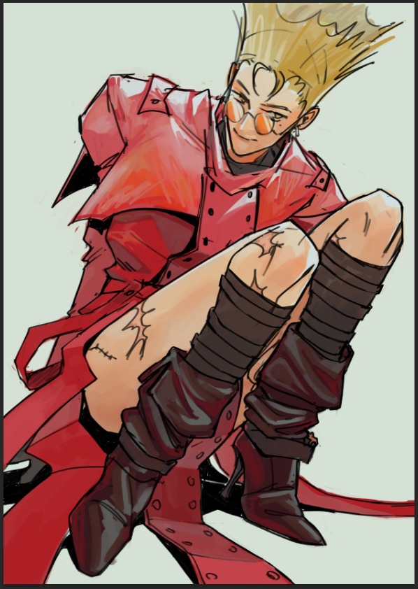 gabarcode's tweet photo. wip of vash trigun in the cunty boots https://t.co/ib5jyMlqI7