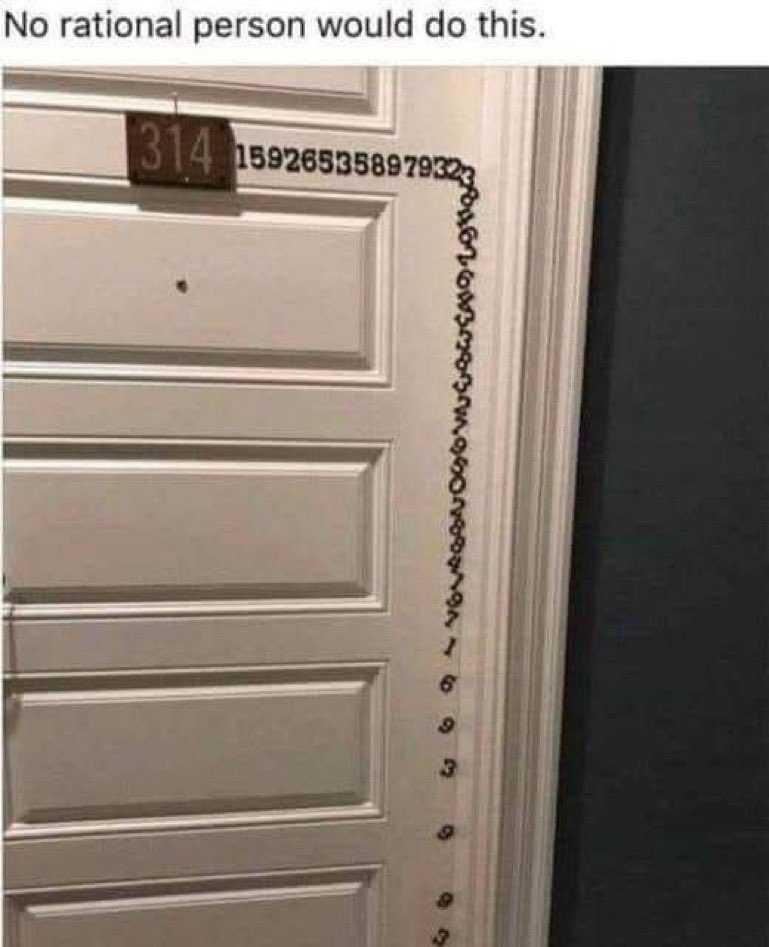 BasedMikeLee's tweet photo. Fitting, given that π is an irrational number. https://t.co/9Cot51XcIi