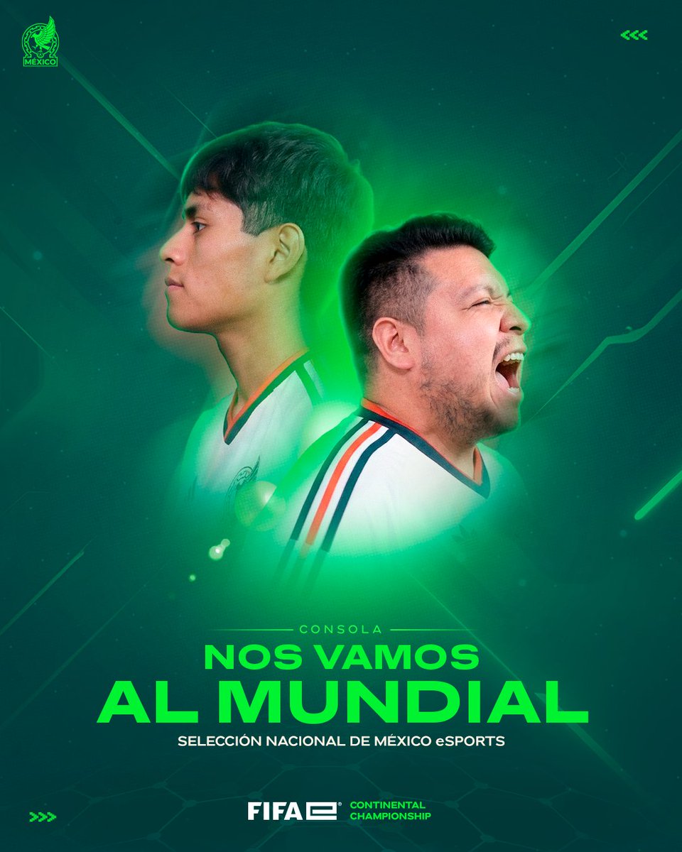 miseleccionmx's tweet photo. ¡HABEMUS BOLETO AL MUNDIAL! 🎟️🇸🇦

Campeones de la región y clasificados a las #FIFAeFinals2026 en Riad, Arabia Saudita. 🏆⚡️

Se jugó, se ganó el título y ahora vamos a defender los colores en el torneo más grande. ¡Nos vemos en octubre! 🎮🇲🇽

@FIFAe 
#SNMe #Consola #FIFAe https://t.co/7wGYPgUwIW