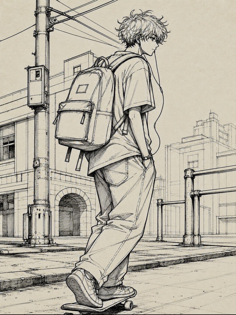 madieeart's tweet photo. City cruising🛹

#animeart #mangaart #mangasketches #skaterart #artofvisuals https://t.co/j2smXN6CtT