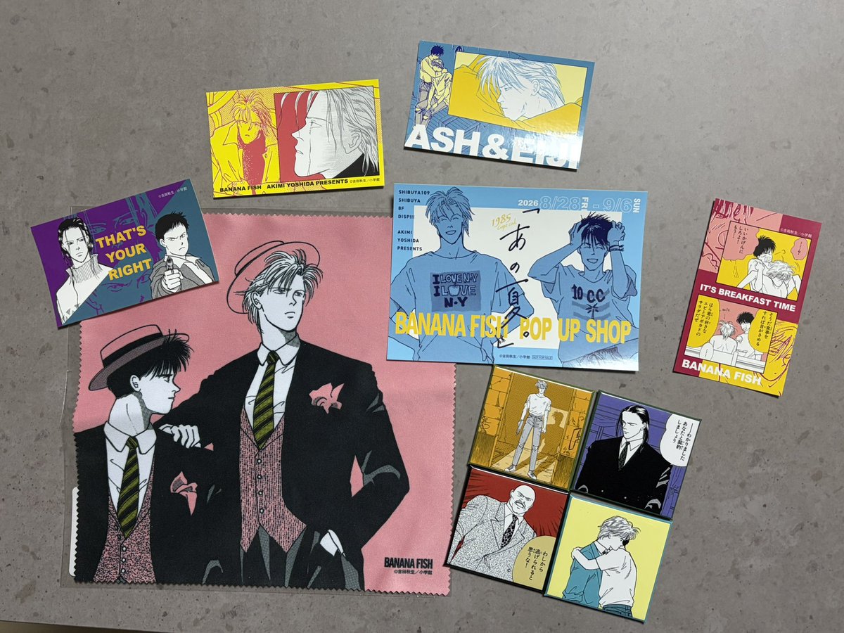 ksnk_7gi's tweet photo. BANANA FISHのポップアップストア
私はアニメでこの作品を知った世代だけど来場者の年齢層本当に幅広くて、原作時代からのファンの方も多かったのかなと。
光の庭アニメ化、どうすか？ https://t.co/Yd5MPUyNmk