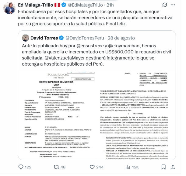 MardelyCG's tweet photo. Señor Edward Málaga-Trillo @EdMalagaTrillo, quizás en estos hospitales se apliquen los test moleculares para el diagnóstico de COVID-19 en la saliva, que nunca se usaron en la pandemia y con lo cual engatusó a la población para ser electo congresista. Allí sería, realmente un final feliz.😅😂🤣