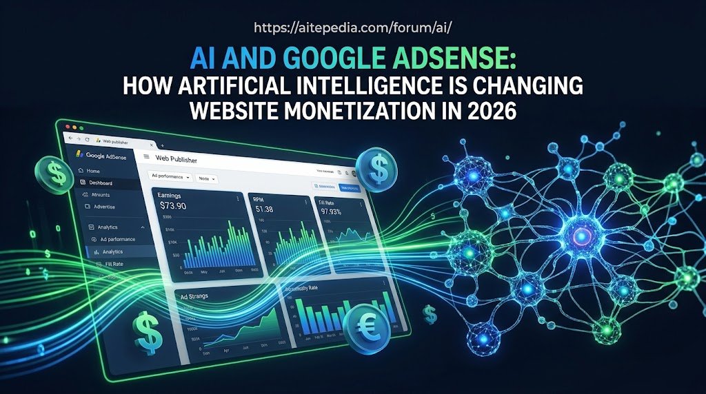 Aitepedia's tweet photo. How is AI revolutionizing Google AdSense &amp; website monetization in 2026? 💡💰💻

Discover how predictive yield algorithms, dynamic ad layouts &amp; AI contextual targeting are boosting publisher RPMs.

Full guide &amp; breakdown:
https://t.co/DNo4hutItx

#AdSense #AI #Monetization #Web https://t.co/TAyQMX9g5E