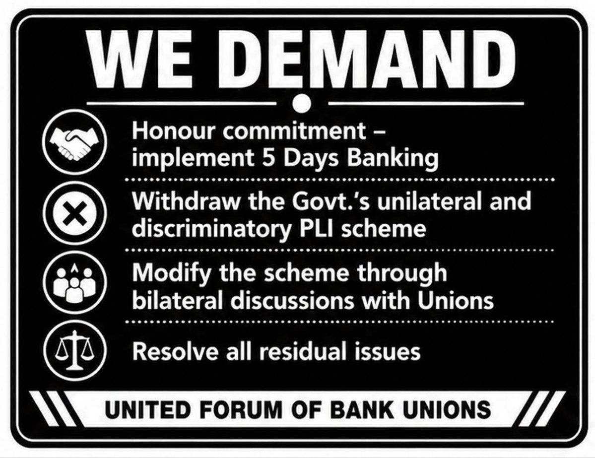 RoogiNarayan's tweet photo. #5DayWeekandFairPLI
Implement Five Day Banking
Ensure Fair PLI
Ensure justice
Resolve all residual issues 
@ChairmanIba @ChiefIba @nsitharaman @DFS_India https://t.co/rwfX9kM0YW