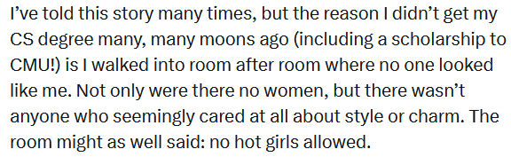 johndrewmarkley's tweet photo. I refer everyone to my recent remarks that online feminists routinely consider the mere existence of rizzless autistic nerds in their presence an attack on their rights, and that everything they say about nerdy spaces being hostile to women should be judged with that in mind. https://t.co/kvt7Pe31mO
